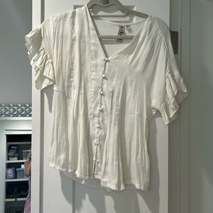 Flutter sleeve button up blouse